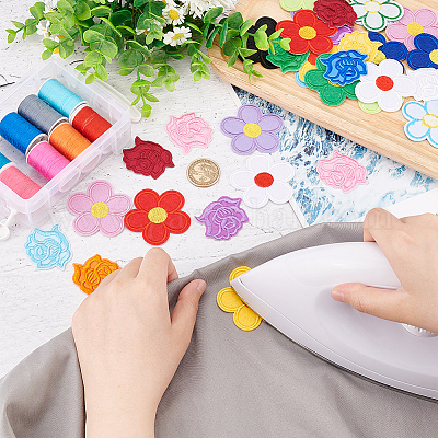 40個 20スタイル バラの形と5枚の花びらの花のコンピューター刺繍布