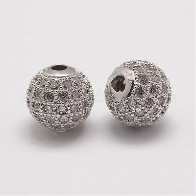 Brass Micro Pave Cubic Zirconia Beads&nbsp;ZIRC-E110-07P-1
