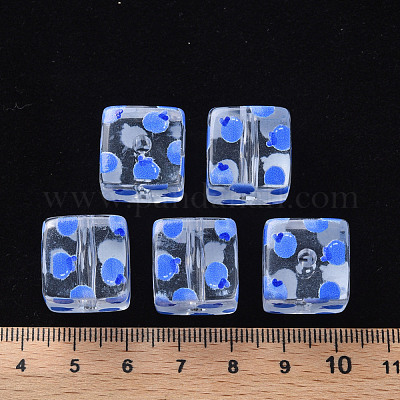 透明印刷アクリルビーズ  フルーツ模様の四角  フルーツの模様  16x16x16mm  穴：3mm&nbsp;MACR-S374-08A-08-1