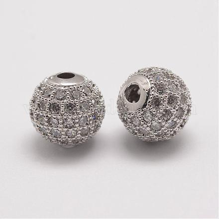 Brass Micro Pave Cubic Zirconia Beads&nbsp;ZIRC-E110-07P-1