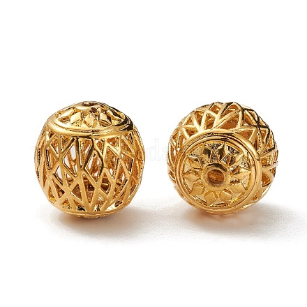 中空真鍮ビーズ  ラウンド  18KGP本金メッキ  13x14mm  穴：1.6mm&nbsp;KK-L184-75B-1