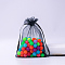 Rectangle Organza Drawstring Bags, Black, 12x9cm