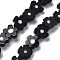 Handmade Millefiori Lampwork Beads Strands, Flower, Black, 7.5~8.5x7.5~8.5x3~3.5mm, Hole: 0.8mm, about 50pcs/strand, 15.75~15.94 inch(40~40.5cm)