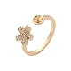Flower Brass Micro Pave Cubic Zirconia Cuff Ring Setting&nbsp;KK-A244-01A-G-1