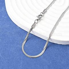 Non-Tarnish 304 Stainless Steel Snake Chain Necklaces, with Lobster Claw Clasps, Stainless Steel Color, 2.2mm, 17.7 inch(45cm)