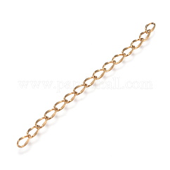 イオンプレーティング(IP) 304 ステンレス チェーン エクステンダー  垂れ下がったカーブチェーン  ゴールドカラー  45~52mm  リンク：4.5x2.5x0.5mm