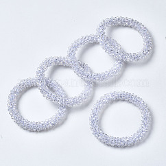 Faceted Transparent Glass Beads Stretch Bracelets, Rainbow Plated, Rondelle, Clear AB, Inner Diameter: 2 inch(5cm)