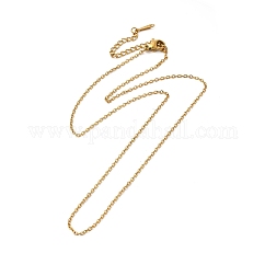 Ion Plating(IP) 304 Stainless Steel Cable Chain Necklace for Women, Real 14K Gold Plated, 15.94 inch(40.5cm)