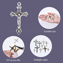 100pcs10スタイルチベットスタイルアロイペンダント  カドミウムフリー＆鉛フリー  クロスチャーム  ミックスカラー  19x10.5x2mm  穴：2mm&nbsp;FIND-YW0006-67