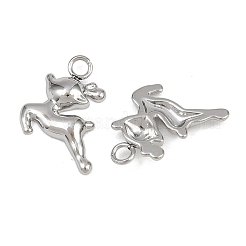 304ステンレススチールチャーム  鉛フリー＆カドミウムフリー＆ニッケルフリー  鹿  12.5x11.5x2.5mm  穴：1.8mm&nbsp;STAS-H242-01P-01