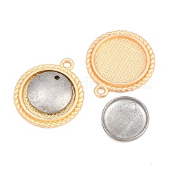 合金カボションセッティングペンダント  キャップ付き  プラチナ·ゴールデン  フラットラウンド  22x19x3mm  穴：1.8mm  トレイのサイズ：14mm&nbsp;FIND-G112-02D