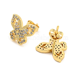 Butterfly Shape Rack Plating Brass Micro Pave Cubic Zirconia Stud Earrings&nbsp;EJEW-P240-04G