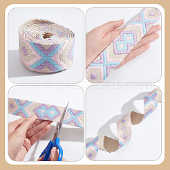 12ヤード 6色 フラット刺繍 菱形 ポリエステルリボン  ジャカードリボン  チロリアンリボン  服飾材料  ミックスカラー  1-1/2インチ（38mm）  2ヤード/カラー&nbsp;OCOR-WR0001-14