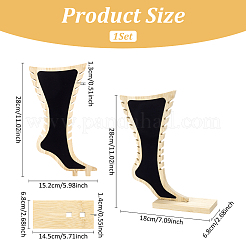 足型竹製アンクレット収納ジュエリーラック1個  アンクレット用ベルベットマット付きジュエリーオーガナイザーディスプレイホルダー  ブラック  6.8x18x28cm&nbsp;ODIS-ME0001-01