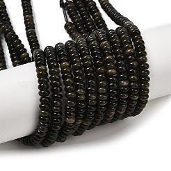 天然石ゴールデンシーンオブシディアンビーズ連売り  ロンデル  4x2~2.5mm  穴：1mm  約164個/連  15.04''（38.2センチメートル）&nbsp;G-K343-C49-01