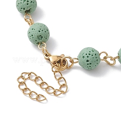 Dyed Natural Lava Rock Round Beaded Chain Bracelet Making&nbsp;AJEW-JB01206-05