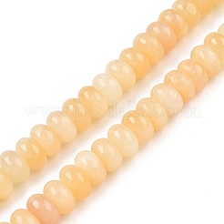 天然石イエロージェイド翡翠ビーズ連売り  ロンデル  10x6mm  穴：1mm  約34個/連  7.87''（20センチメートル）&nbsp;G-T138-74A