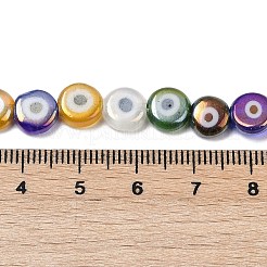 手作りナザールボンジュウランプワークビーズ連売り  フラットラウンド  カラフル  7.5~8.5x3mm  穴：0.8mm  約48個/連  13.54~14.72''（34.4~37.4センチメートル）&nbsp;LAMP-G166-04B-03