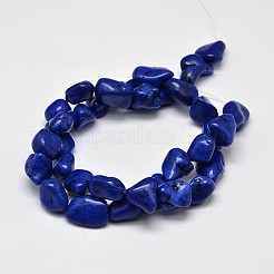 染めナゲット 天然ハウライト ビーズ 連売り  ミディアムブルー  11~17x10~17mm  穴：1mm  約15.7インチ&nbsp;G-M139-12-A