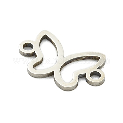 変色しない201ステンレススチールコネクターチャーム  バタフライリンク  レーザー切断  ステンレス鋼色  9x15x1mm  穴：1.5mm&nbsp;STAS-M015-13P