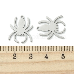 変色しない201ステンレススチールペンダント  レーザー切断  クモのチャーム  ステンレス鋼色  18.5x15x1mm  穴：1.4mm&nbsp;STAS-U003-28P