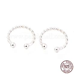 ロジウムメッキ 925 スターリングシルバー カフ イヤリング  丸くねじれた  プラチナ  12x2mm&nbsp;EJEW-H124-10P