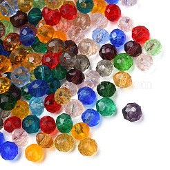 カット加工ロンデル透明ガラスビーズ  ミックスカラー  4x3mm  穴：1mm  200個/セット&nbsp;GLAA-YW0001-84A