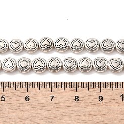 Tibetan Style Flat Round with Heart Alloy Bead Strands&nbsp;TIBEB-O007-12-NR