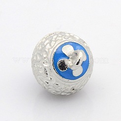 Round Platinum Plated Alloy Enamel Magnetic Clasps with Loops&nbsp;ENAM-P110-M