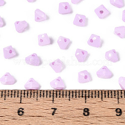 焼付塗装ガラスシードビーズ  多面カットハート  プラム  3.5x4.5x4.5mm  穴：1mm  約7620個/ポンド&nbsp;SEED-N007-30J