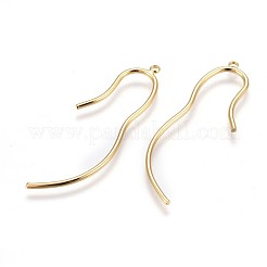 真鍮製ビッグサイズペンダントトップ  長持ちメッキ  18KGP本金メッキ  54x19.5x1.5mm  穴：1.6mm&nbsp;X-KK-L179-01G