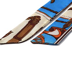 プリントリボンスカーフ  女性用バッグのファッショナブルなハンドル ラップ  ディープスカイブルー  880~930x40x0.5mm&nbsp;FIND-WH0145-82F