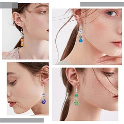 ミルフィオリガラスビーズのイヤリング作りキット  ガラス＆合金ビーズを含む  真鍮製のピンとイヤリングのフック  ミックスカラー  ビーズ：94個/箱&nbsp;DIY-SC0018-55