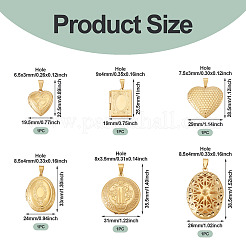 6 Pcs 6 Styles 316 Stainless Steel Locket Pendants&nbsp;STAS-TA0003-40