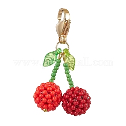 Cherry Glass Seed Beads Pendant Decorations&nbsp;HJEW-MZ00126