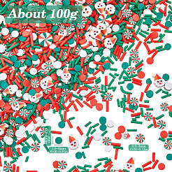 クリスマスをテーマにした1セットのDIYエポキシ樹脂材料充填  ポリマー粘土やプラスチックビーズを含む  混合図形  ミックスカラー  5~11x1.5~9x0.5~3mm  100 G /セッティング&nbsp;DIY-SC0027-30A