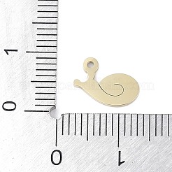 304ステンレススチールチャーム  カタツムリの魅力  14KGP本金メッキ  6x11x1mm  穴：1mm&nbsp;STAS-L022-408G