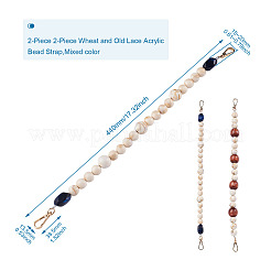2Pcs 2 Style Wheat & Old Lace Acrylic Beads Bag Strap&nbsp;FIND-GN0001-04