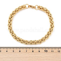 304ステンレススチールロープチェーンブレスレット女性男性用  イオンプレーティング（ip）  ゴールドカラー  8-1/2インチ（21.5cm）&nbsp;BJEW-F488-38G