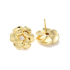 Rack Plating Brass Micro Pave Clear Cubic Zirconia Stud Earrings&nbsp;EJEW-U012-01A-G