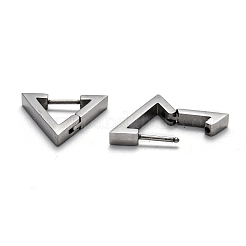 変色しにくい304ステンレススチールの三角形のフープピアス  ステンレス鋼色  16x18x3mm  ピン：1mm&nbsp;STAS-H156-02B-P