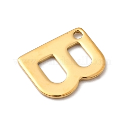 304ステンレススチールチャーム  文字チャーム  イオンプレーティング（ip）  18KGP本金メッキ  文字B  11x9x0.8mm  穴：1.2mm&nbsp;STAS-B093-12G-B