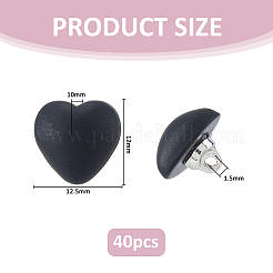 1穴樹脂シャンクボタン40個  ハート  ブラック  12x12.5x10mm  穴：1.5mm&nbsp;BUTT-FH0001-040B