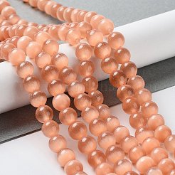 キャッツアイビーズ連売り  ラウンド  ペルー  8mm  穴：1mm  約50個/連  14インチ&nbsp;CE-R002-8mm-06