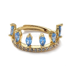 Cubic Zirconia Crown Adjustable Rings&nbsp;RJEW-Q777-10G-01