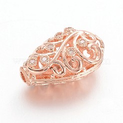 真鍮製マイクロパヴェキュービックジルコニアビーズ  ティアドロップ  ローズゴールド  16x10x7mm  穴：1.5mm&nbsp;ZIRC-K031-02RG