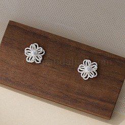 スターリングシルバーフラワースタッドピアス925個  銀  9x9.5mm&nbsp;EJEW-Q030-03S