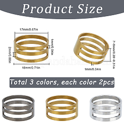 6Pcs 3 Styles Brass Rings&nbsp;FIND-SC0010-81