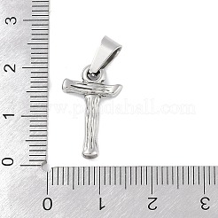 変色しない304ステンレススチールペンダント  竹風  ステンレス鋼色  文字.t  18x11x3mm  穴：3x7mm&nbsp;STAS-F235-01P-T