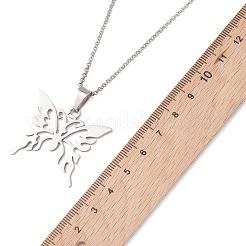 2Pcs 2 Styles 201 Stainless Steel Butterfly & Dragonfly Pendant 304 Stainless Steel Pea Chain Necklaces for Women&nbsp;NJEW-JN05998